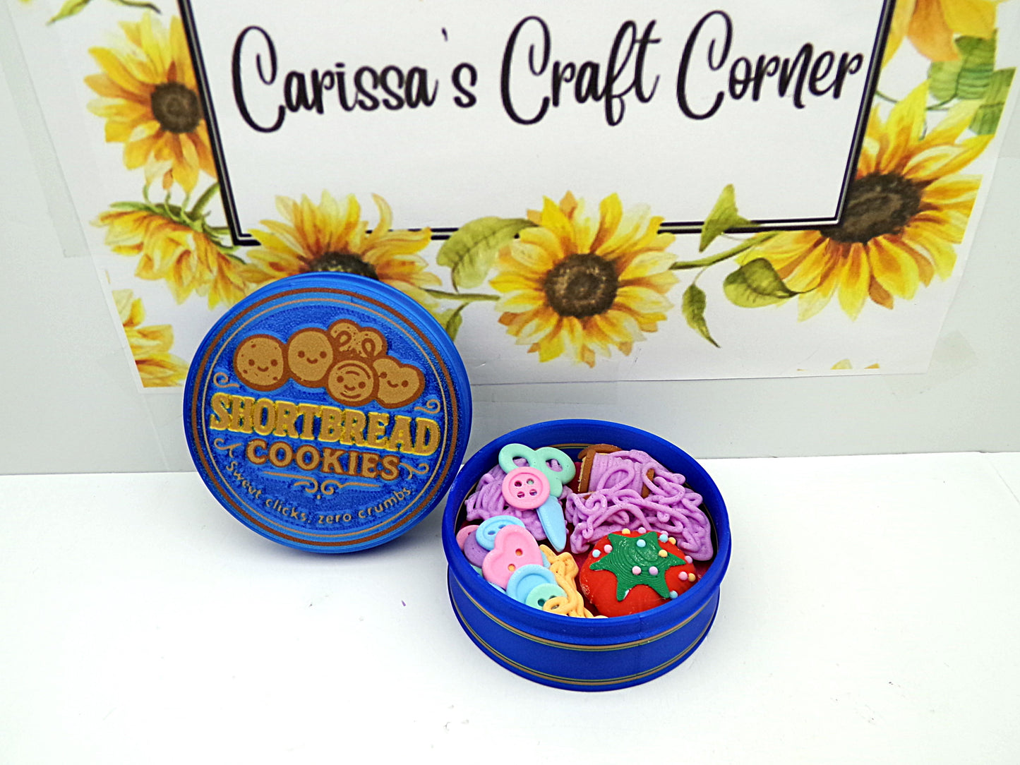3D Printed Plastic Tin Toy (Not Food) Shortbread Cookie Tin Clicker "not a Cover Minder"