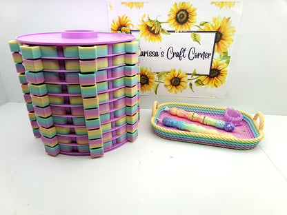 Matte Pastel Rainbow  Lazy Susan Organizer With Drill Trays