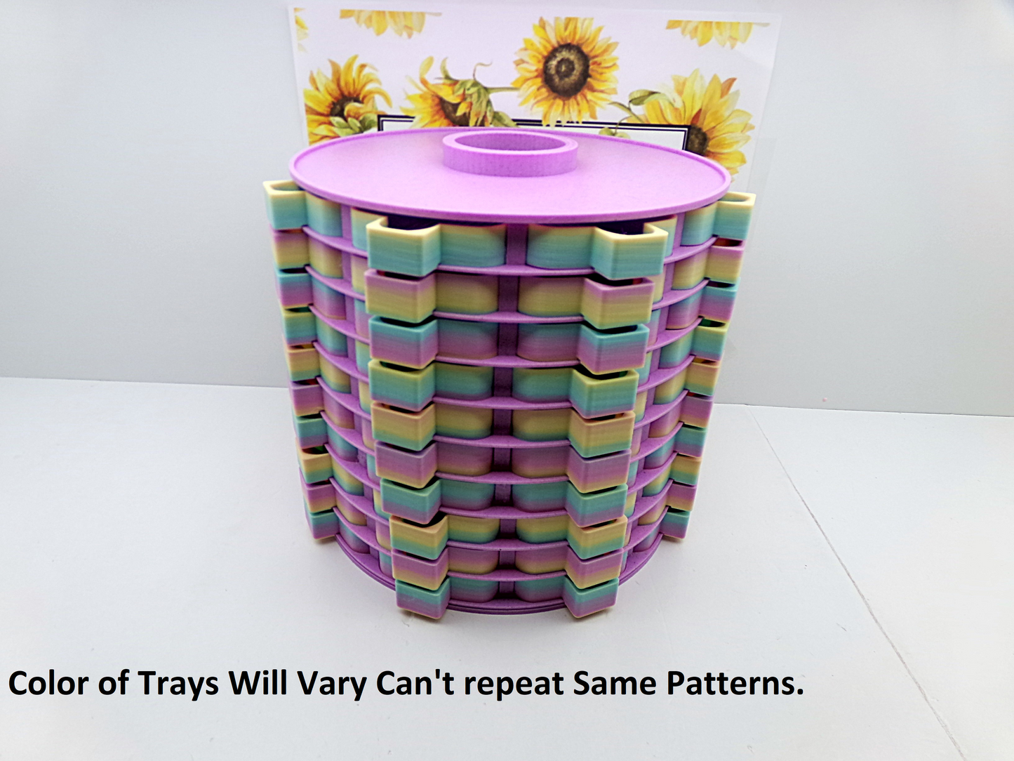 Matte Pastel Rainbow  Lazy Susan Organizer With Drill Trays