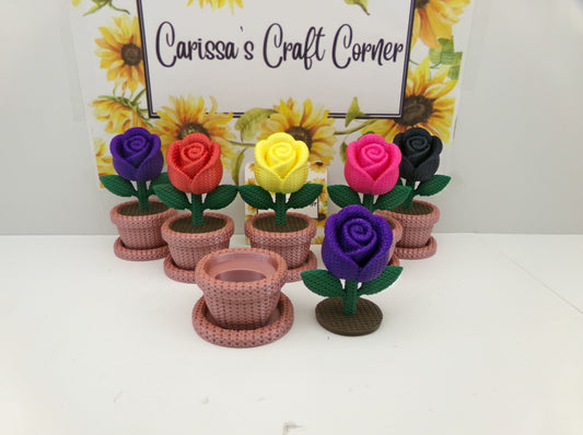 Rose In A Flower Pot Cover Minder / Trash Drill Pot