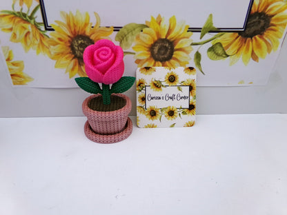 Rose In A Flower Pot Cover Minder / Trash Drill Pot