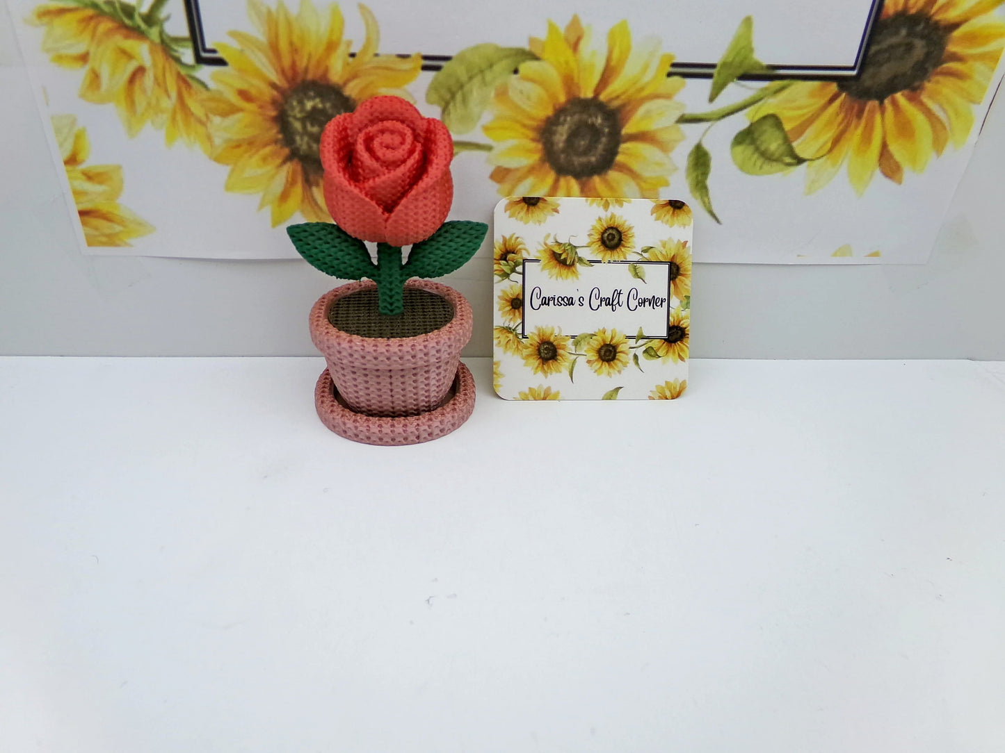 Rose In A Flower Pot Cover Minder / Trash Drill Pot