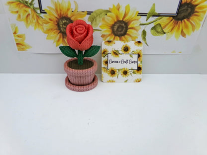 Rose In A Flower Pot Cover Minder / Trash Drill Pot