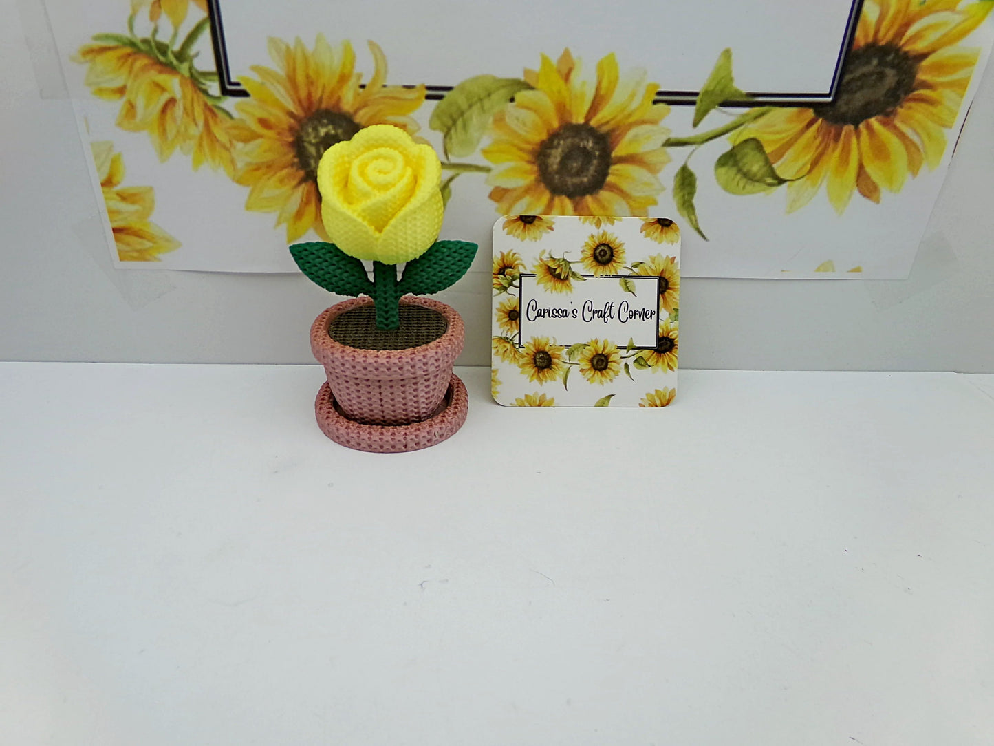 Rose In A Flower Pot Cover Minder / Trash Drill Pot