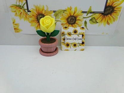 Rose In A Flower Pot Cover Minder / Trash Drill Pot