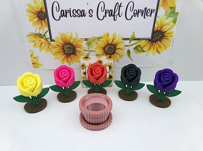 Rose In A Flower Pot Cover Minder / Trash Drill Pot