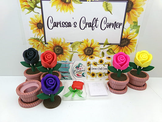 Rose In A Flower Pot Cover Minder / Trash Drill Pot