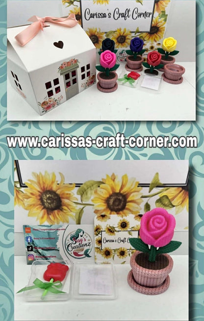 Rose In A Flower Pot Cover Minder / Trash Drill Pot