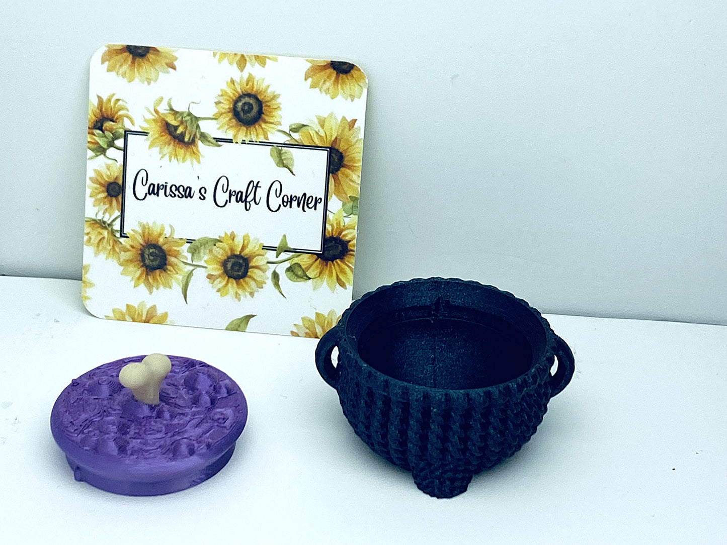 Crocheted Cauldron with Lid Cover Minder & Drill Trash