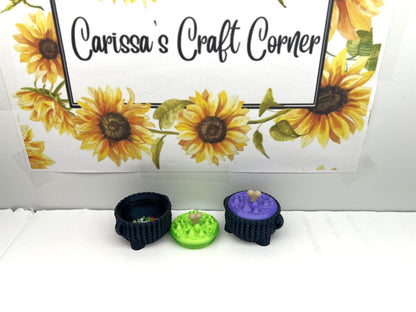Crocheted Cauldron with Lid Cover Minder & Drill Trash